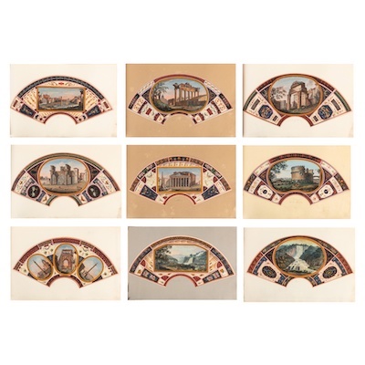 An 18th century Collection of Grand Tour fan views and 19th Century British drawings and watercolours